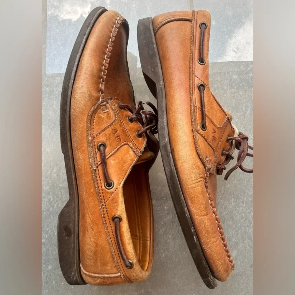 Allen Edmonds Key Largo Deck Boat Shoes Men 12B Brown Leather Vibram Moc Toe USA
